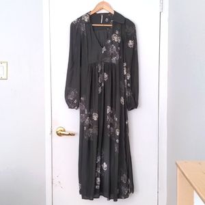 Free people dark floral maxi dress xs